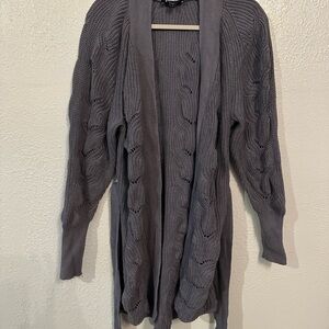 Express Gray Cardigan Sweater Long Knit